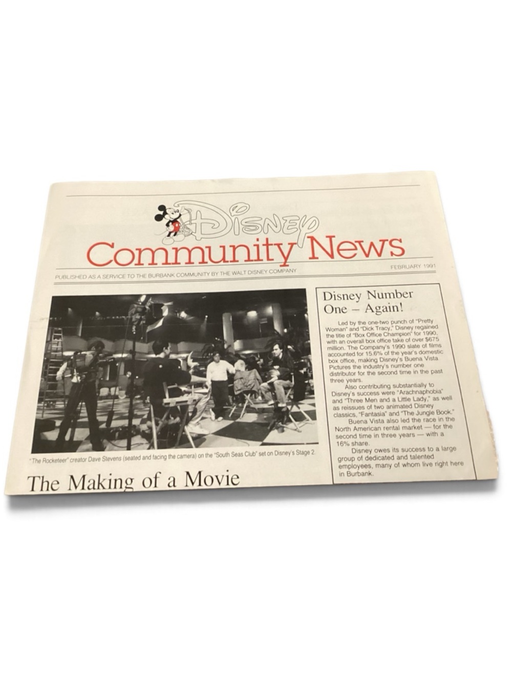1991 Disney Newsletter Community News Rocketeer Dave Stevens Pre-Release